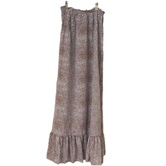 Silk Maxi Skirt Small Brown Print Ruffle Prairie Hem by What Comes Around Goes A - Picture 4 of 10